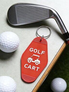 Golf Cart Keychain Plastic Retro Motel Golf Cart Key Chain for Women Men
